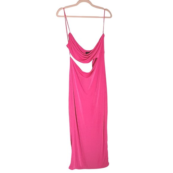 Naked Wardrobe Strapless Side Cutout Midi Dress Bright Pink‎ Womens Size 2X - Picture 2 of 13